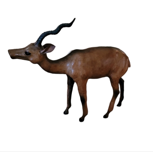 Vintage - 1960's Leather Wrapped Impala Statue - Picture 3 of 5